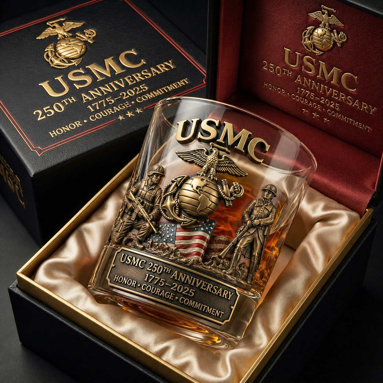 USMC 250th Anniversary Whiskey Glass
