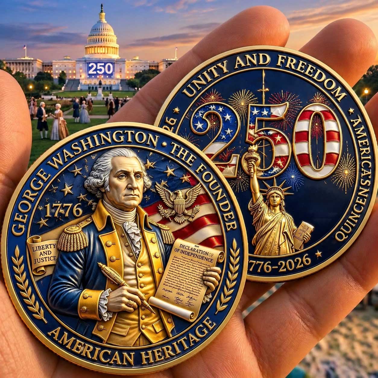 George Washington America 250th Anniversary Commemorative Coin