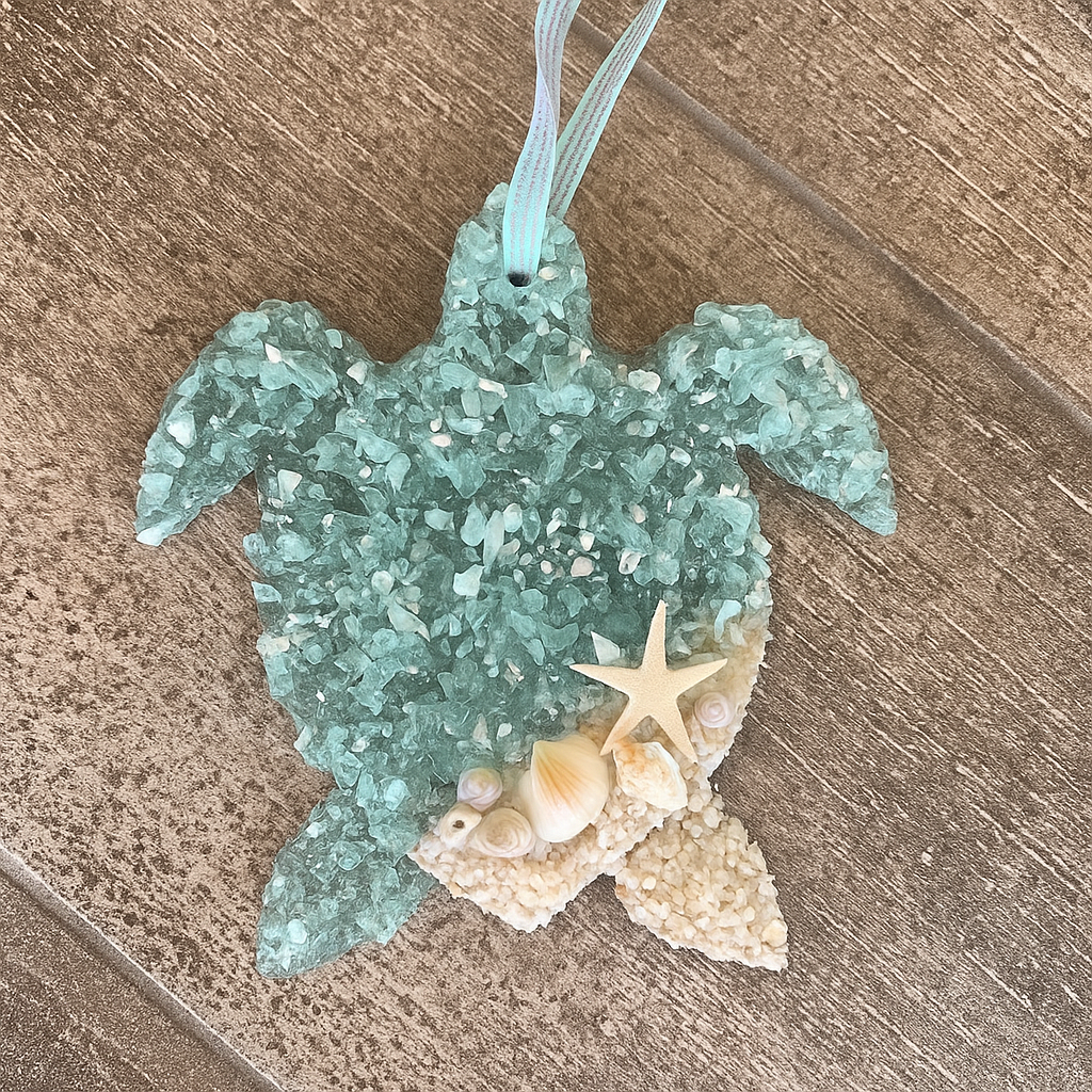 Coastal Sea Glass Snowman Ornament