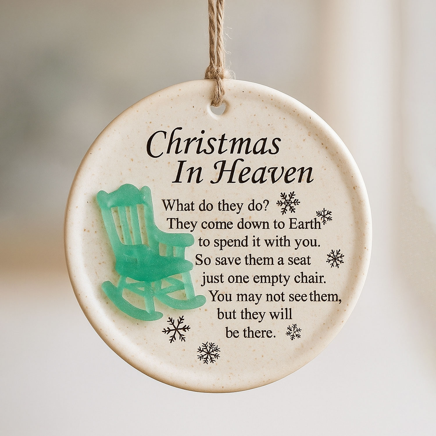Christmas in Heaven Sea Glass Memorial Ornament