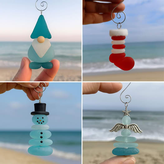 Coastal Christmas Sea Glass Ornaments