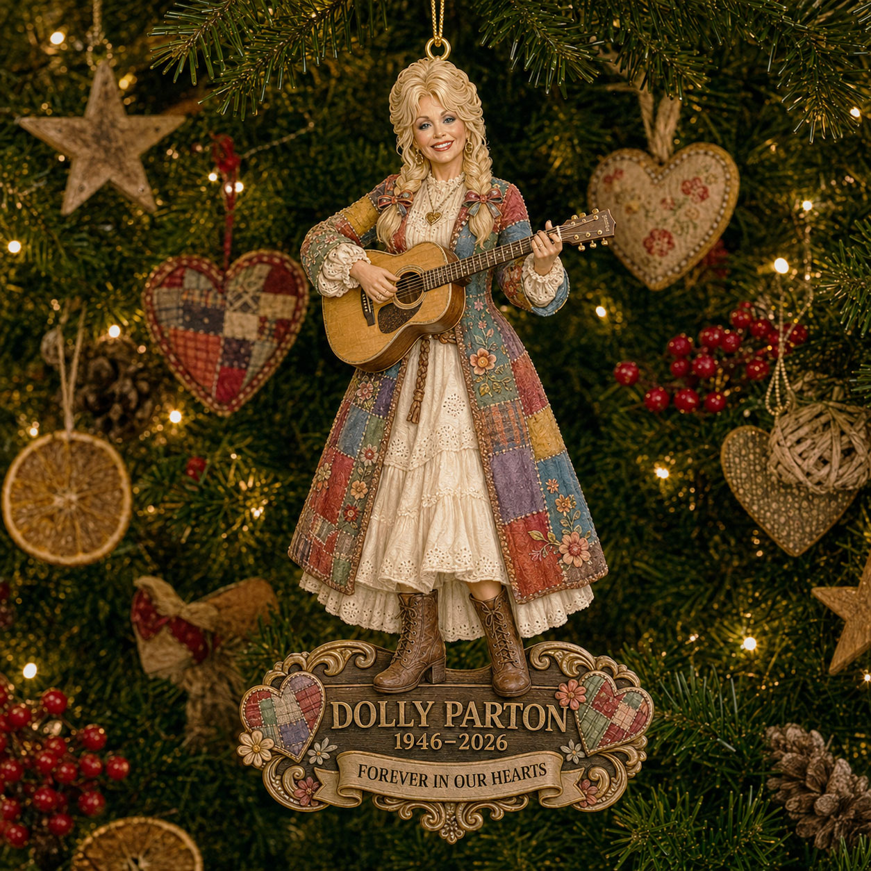 Dolly Parton Memorial Christmas Ornament 1946–2026