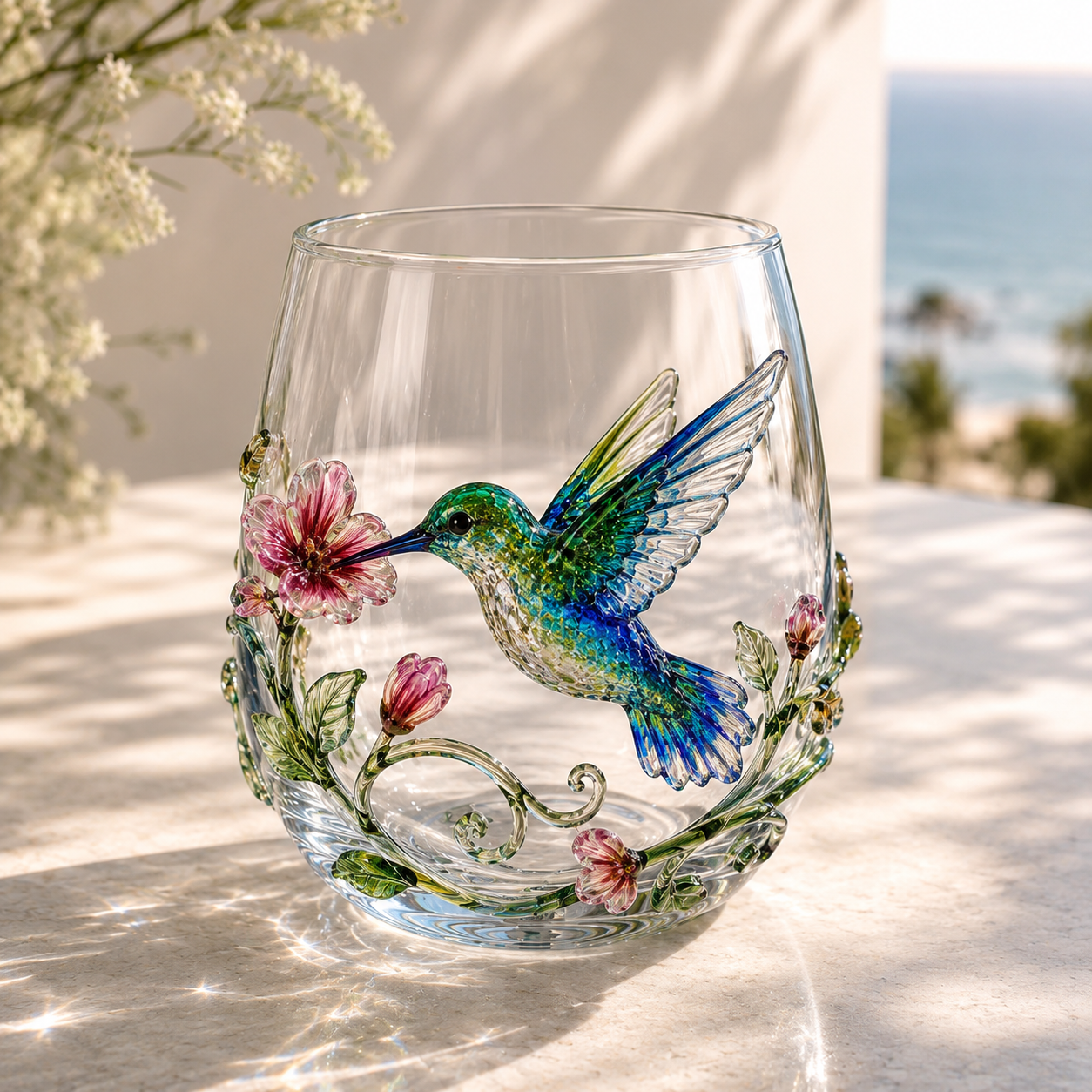 Hummingbird Crystal Whiskey Glass