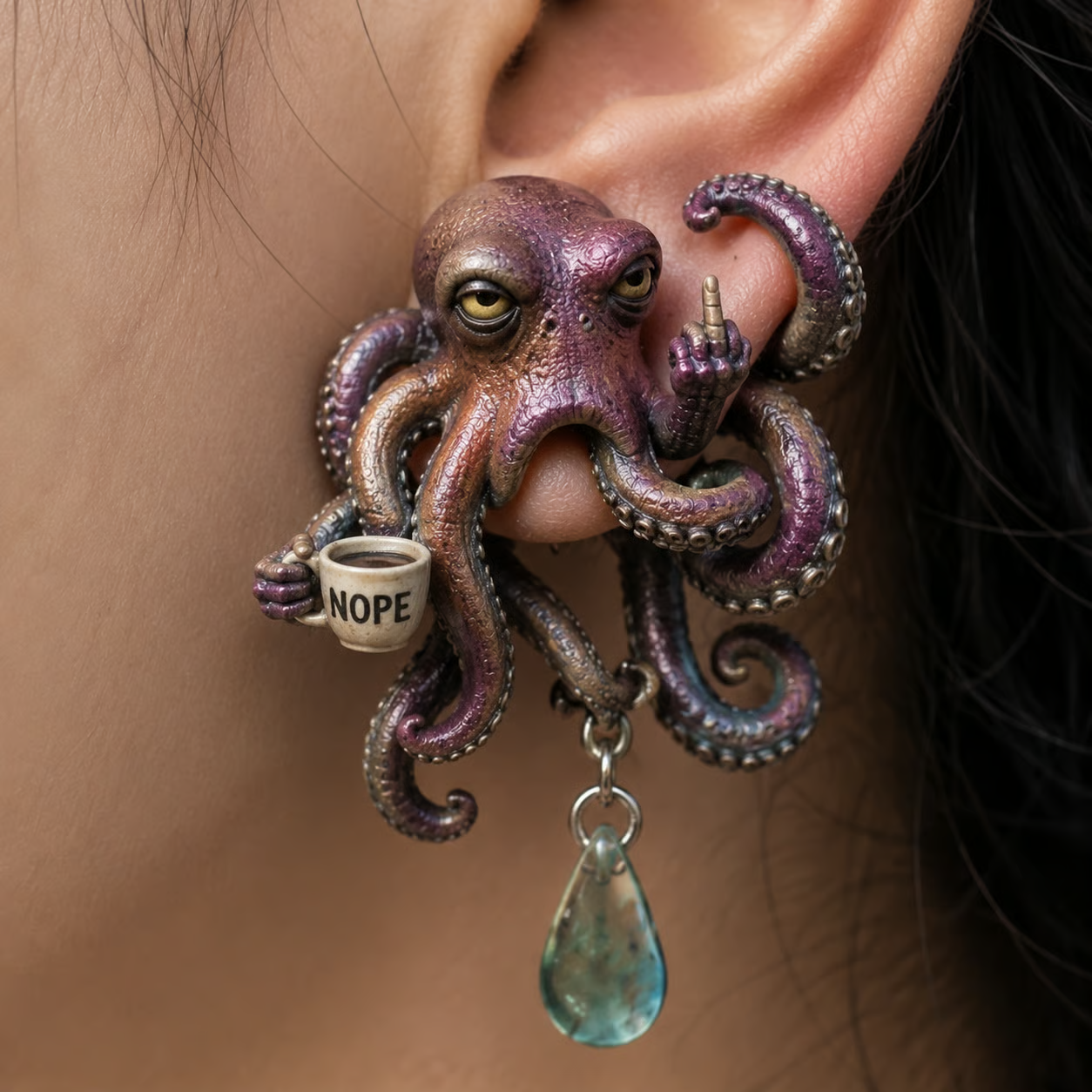 Sea Turtle Middle Finger Earrings