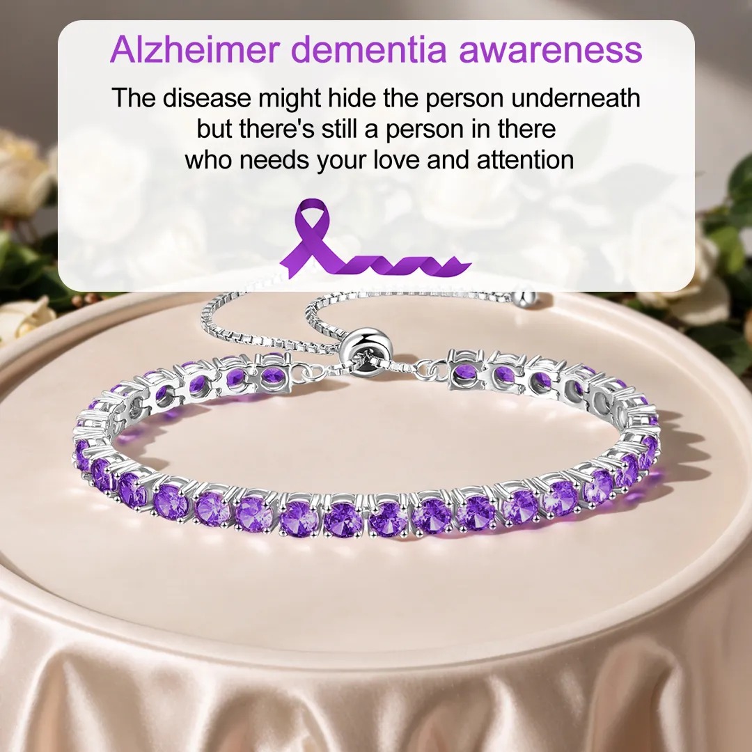 Alzheimer dementia awareness Purple Tennis Bracelet