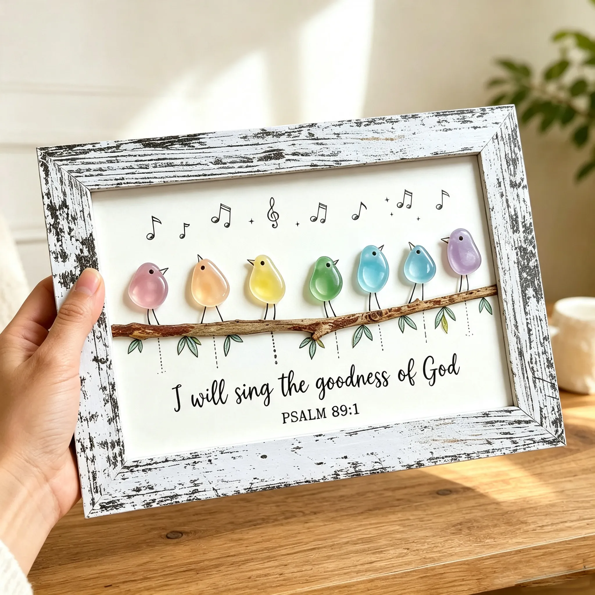 Christian Sea Glass Bird Art