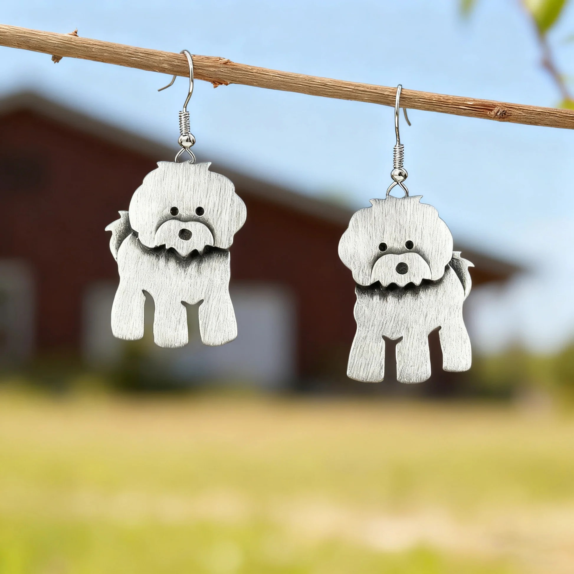 Tiny Bichon Frise Earrings