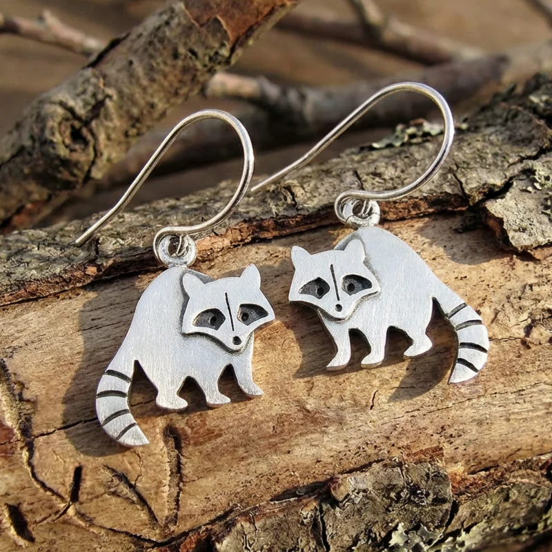 Vintage Raccoon Earrings