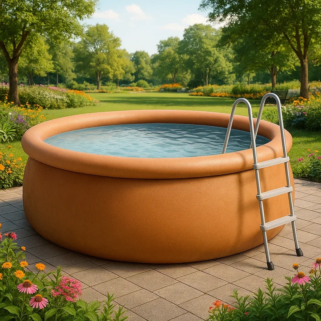 Piscine autoportée terre cuite 366x366x76 cm avec échelle et filtre à sable tXccvRBM15fS-Meuzen