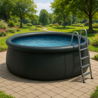 Piscine autoportée noire 320x320x80 cm avec échelle et filtre à sable toRklmHe18gH-Meuzen