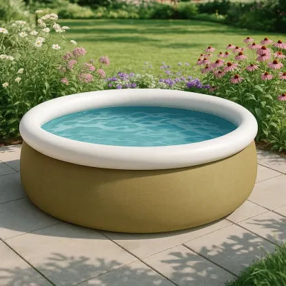 Piscine autoportée ronde avec échelle et filtre à cartouche beige/blanc 295x295x85 cm nhTvVdpZ20OT-Meuzen