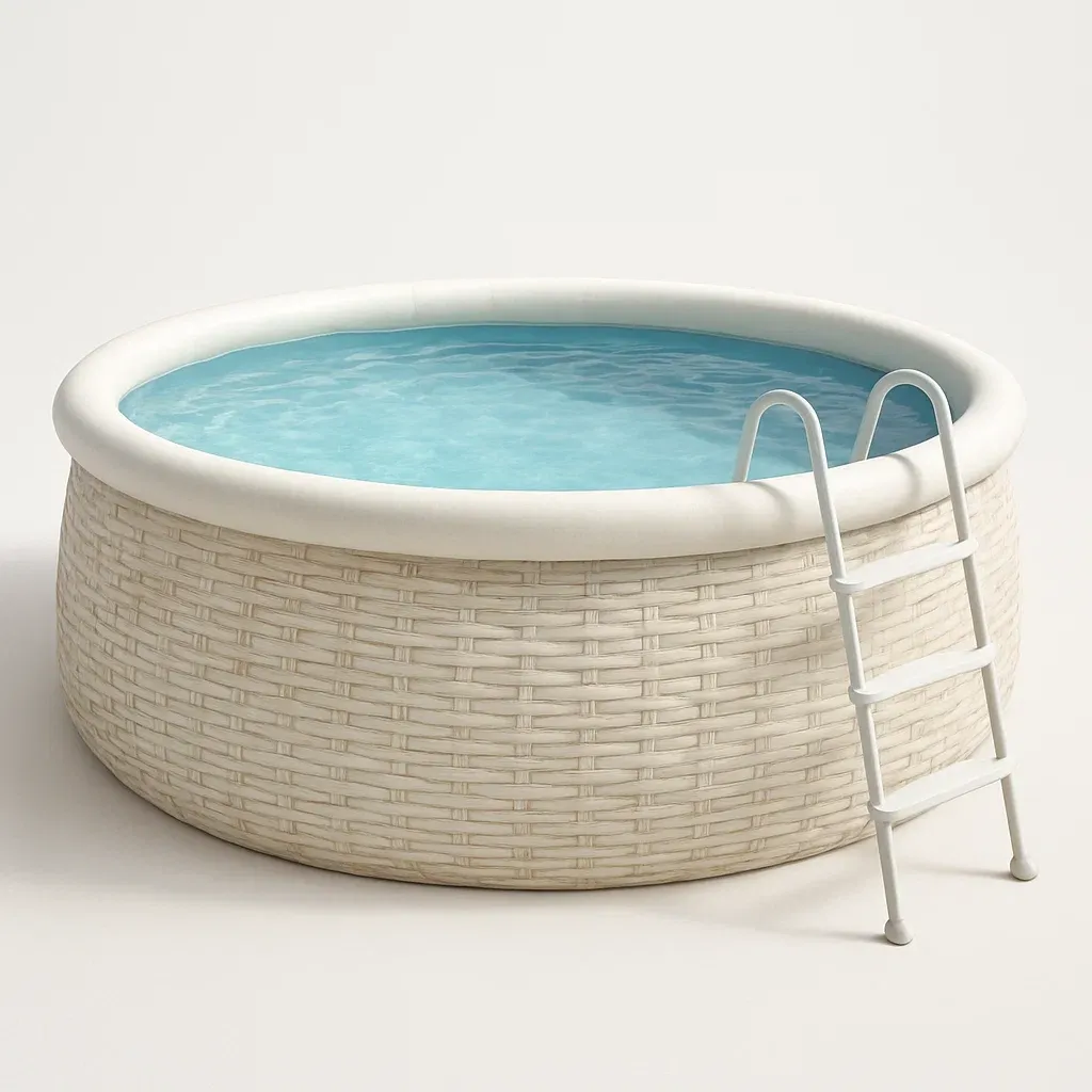 Piscine autoportée 472x472x104 cm, couleur tissée blanche / blanc, avec échelle, avec filtre HgQgMPix11OU-Meuzen
