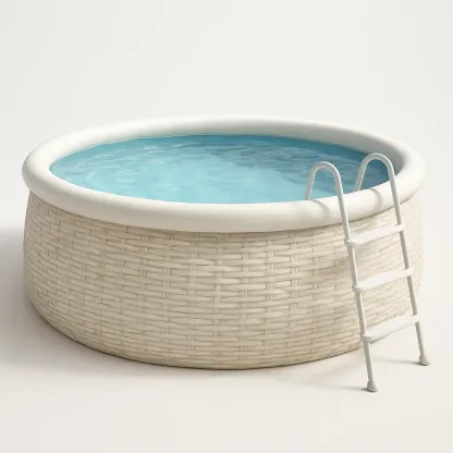 Piscine autoportée 472x472x104 cm, couleur tissée blanche / blanc, avec échelle, avec filtre HgQgMPix11OU-Meuzen