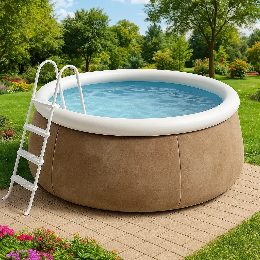 Piscine autoportée beige/blanc 300x300x76 cm avec échelle et filtre à cartouche lWJFAulN24YB-Meuzen