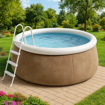 Piscine autoportée beige/blanc 300x300x76 cm avec échelle et filtre à cartouche lWJFAulN24YB-Meuzen