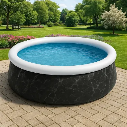 Piscine autoportée noir/blanc 366x366x122 cm avec échelle avec filtre à cartouche rnDAyoNe25uL-Meuzen