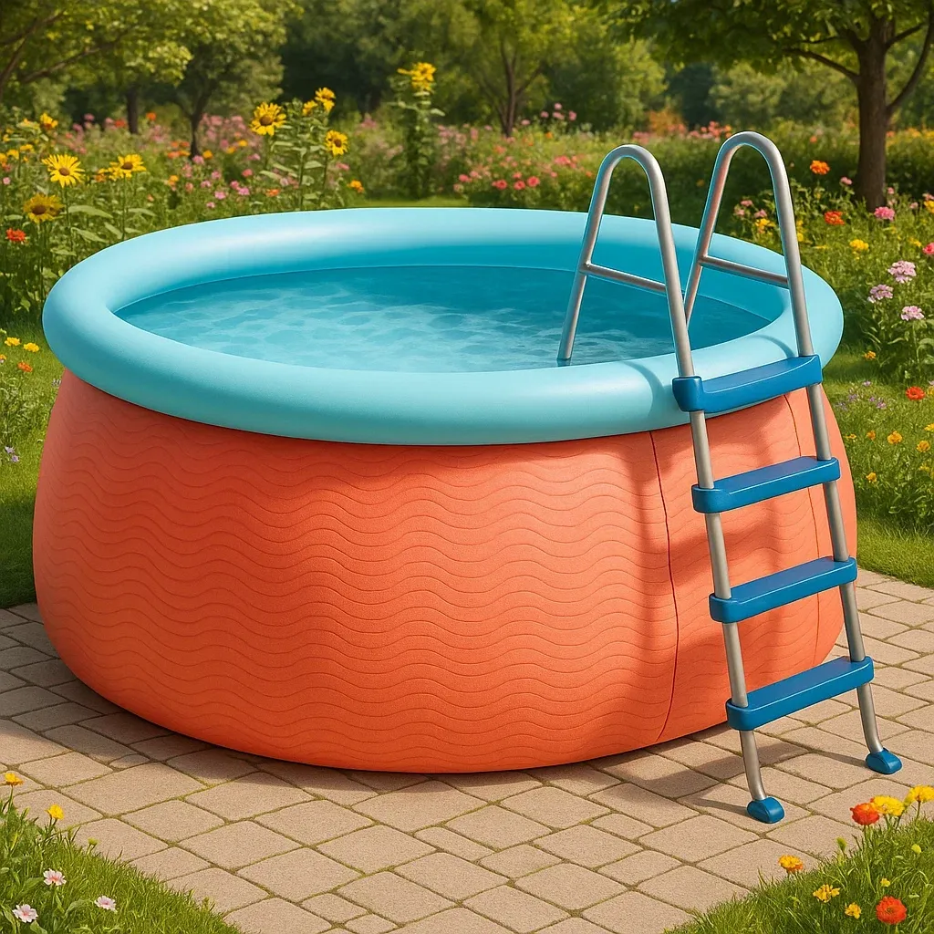Piscine autoportée rose orangé/bleu clair 305x305x76 cm avec échelle et filtre à cartouche jOhGuoZR27RD-Meuzen