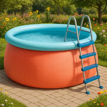 Piscine autoportée rose orangé/bleu clair 305x305x76 cm avec échelle et filtre à cartouche jOhGuoZR27RD-Meuzen