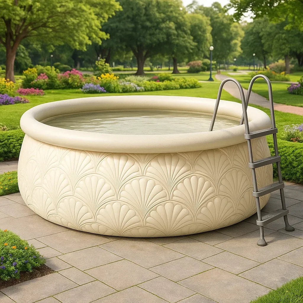 Piscine autoportée beige 300x300x76 cm avec échelle et filtre à cartouche kGvMeyZW30RN-Meuzen