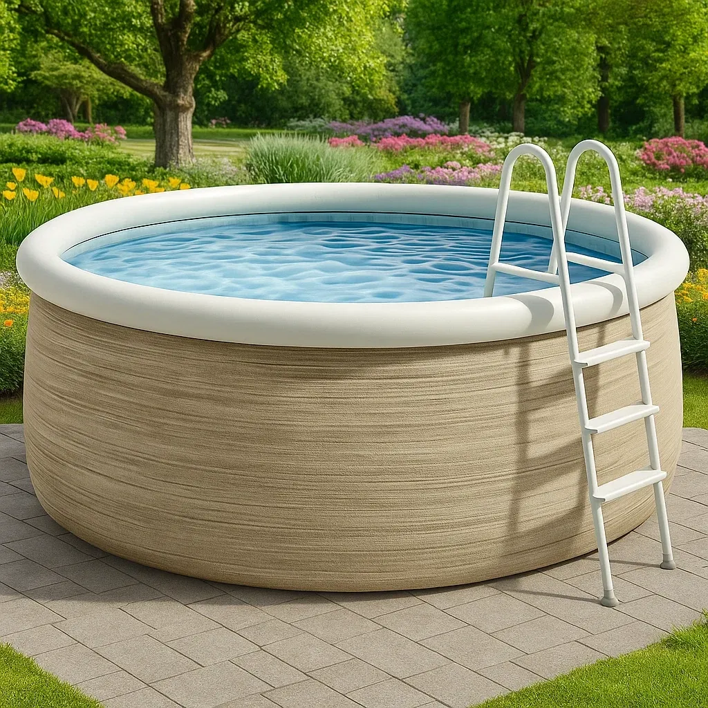 Piscine autoportée 472x472x104 cm, couleur beige / Blanc, avec échelle, avec filtre RDIRXPxZ35tP-Meuzen