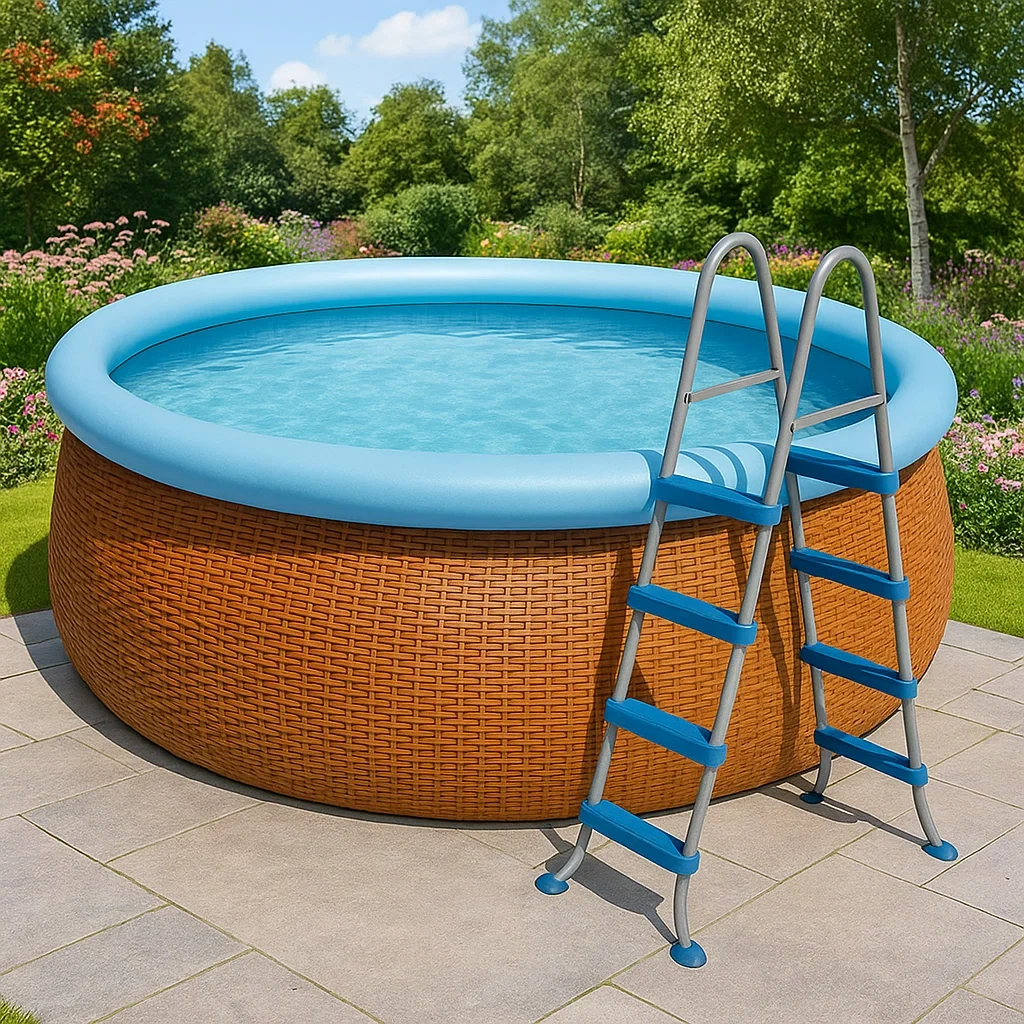 Piscine autoportée orange/bleu 305x305x76 cm avec échelle et filtre à cartouche QEvWAJux36Rh-Meuzen