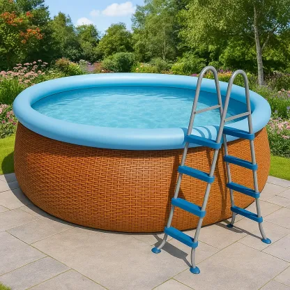 Piscine autoportée orange/bleu 305x305x76 cm avec échelle et filtre à cartouche QEvWAJux36Rh-Meuzen