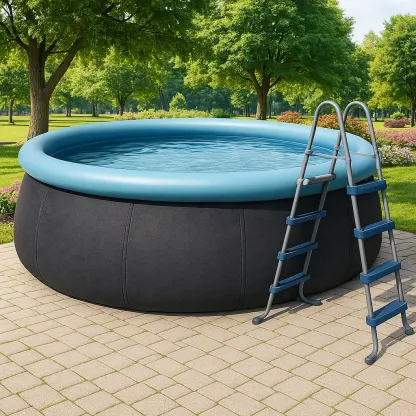 Piscine autoportée gris/bleu 366x366x122 cm avec échelle avec filtre à cartouche ePVoDHLg43So-Meuzen