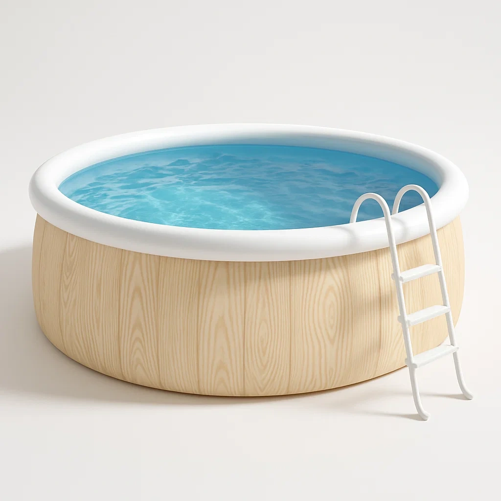 Piscine autoportée ronde avec échelle et filtre à cartouche bois clair/blanc 305x305x88 cm PsGcCTyy14QT-Meuzen