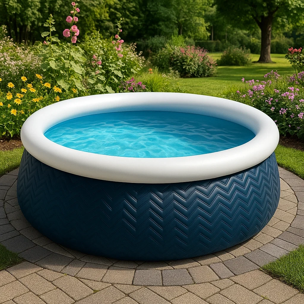 Piscine autoportée bleu foncé/bleu clair 305x305x76 cm avec échelle et filtre à cartouche DXMiLiMC48fk-Meuzen
