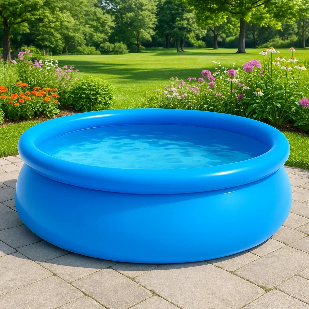 Piscine autoportée bleu clair 366x366x122 cm avec échelle avec filtre à cartouche NWcmYxKn49YP-Meuzen