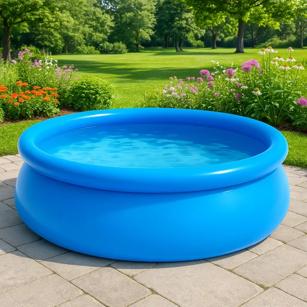 Piscine autoportée bleu clair 366x366x122 cm avec échelle avec filtre à cartouche NWcmYxKn49YP-Meuzen