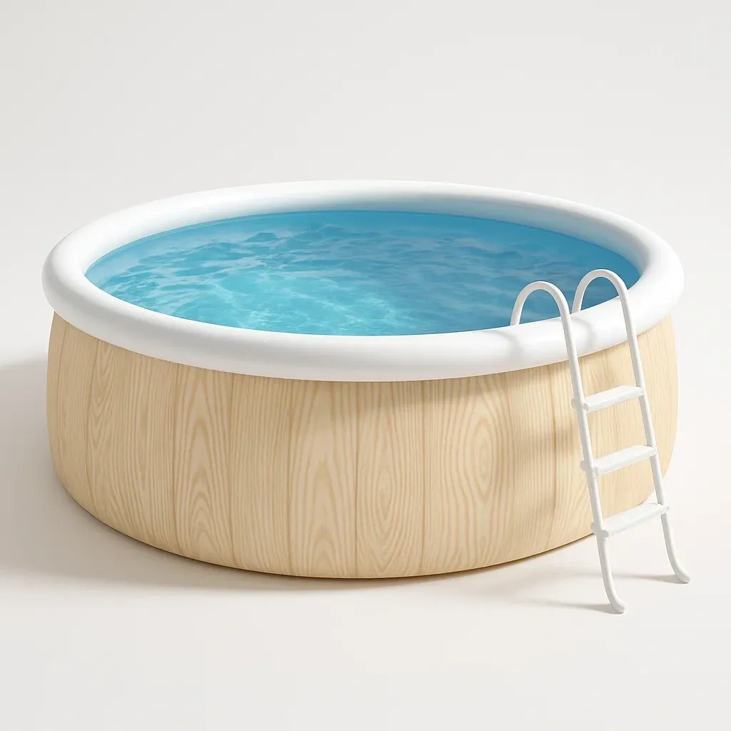 Piscine autoportée ronde avec échelle et filtre à cartouche bois clair/blanc 305x305x88 cm PsGcCTyy14QT-Meuzen