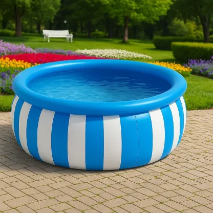 Piscine autoportée ronde avec échelle et filtre à cartouche bleu/blanc rayé 280x280x80 cm qbNtNIjD56NE-Meuzen