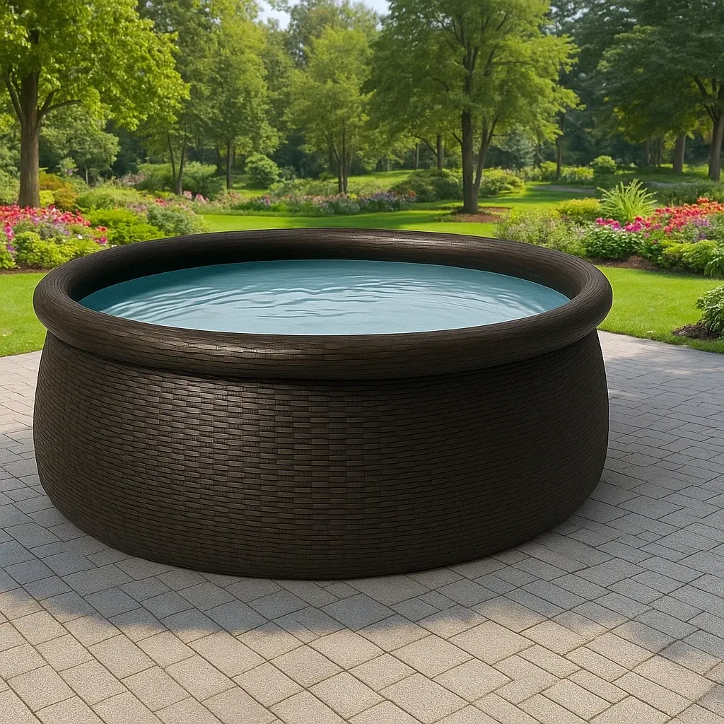 Piscine autoportée marron foncé 366x366x76 cm avec échelle et filtre à sable gOgSboRd57Py-Meuzen