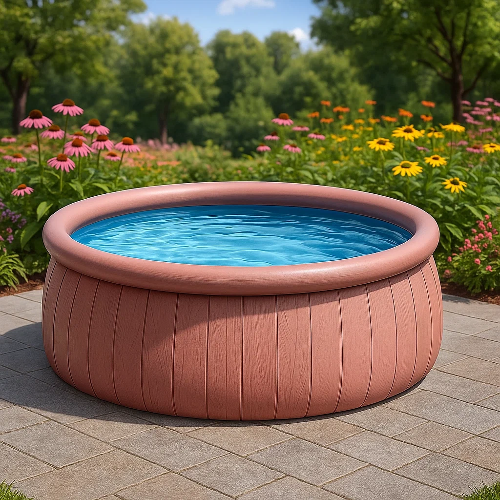 Piscine autoportée rose 366x366x122 cm avec échelle avec filtre à cartouche ooyEyIyS61lm-Meuzen