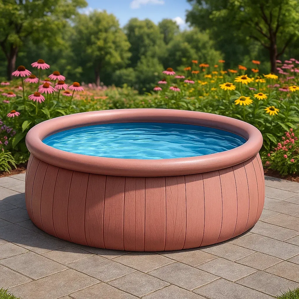 Piscine autoportée rose 366x366x122 cm avec échelle avec filtre à cartouche ooyEyIyS61lm-Meuzen