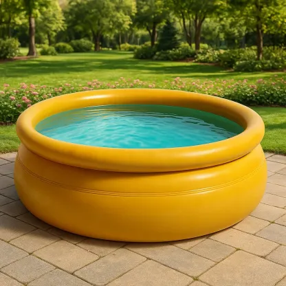 Piscine autoportée ronde avec échelle et filtre à cartouche jaune 300x300x76 cm lAJGolBu62mx-Meuzen