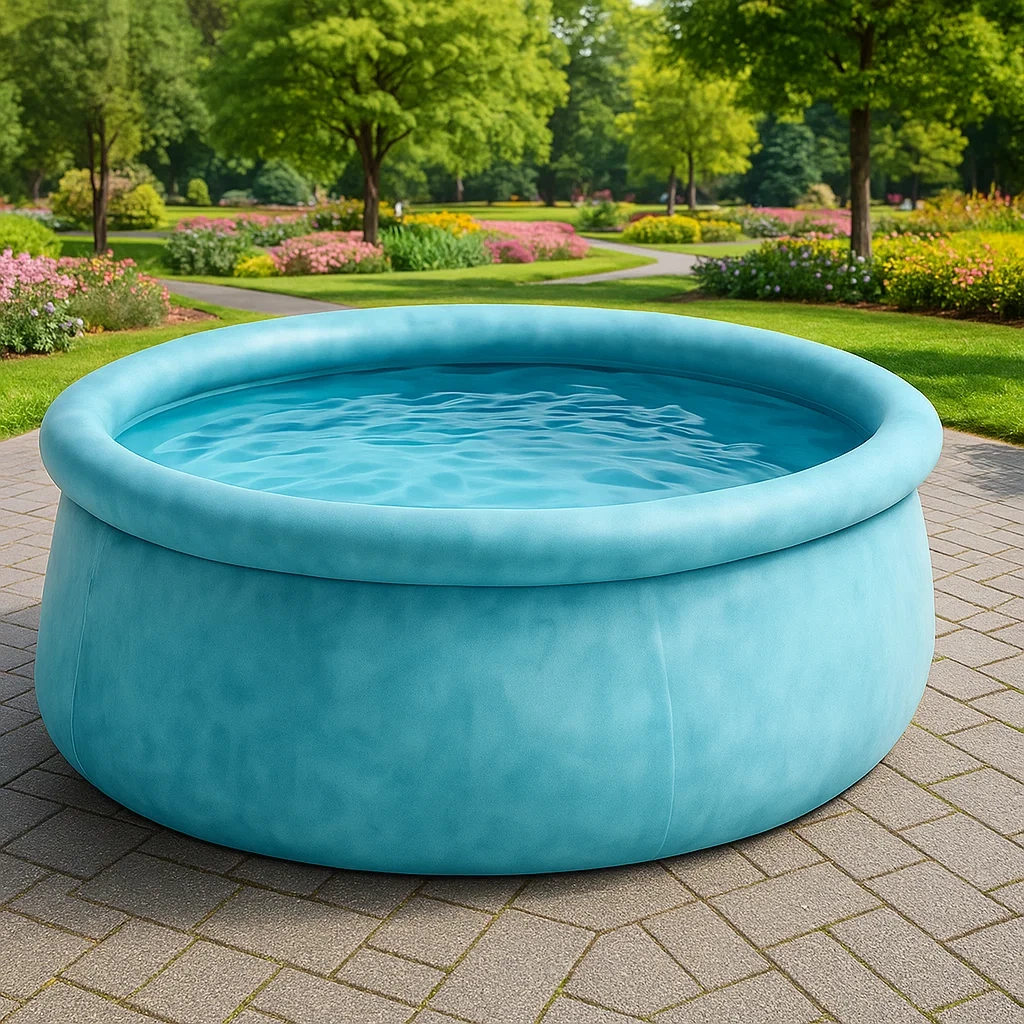 Piscine autoportée ronde avec échelle et filtre à cartouche bleu clair 300x300x76 cm XATICLEP68Li-Meuzen