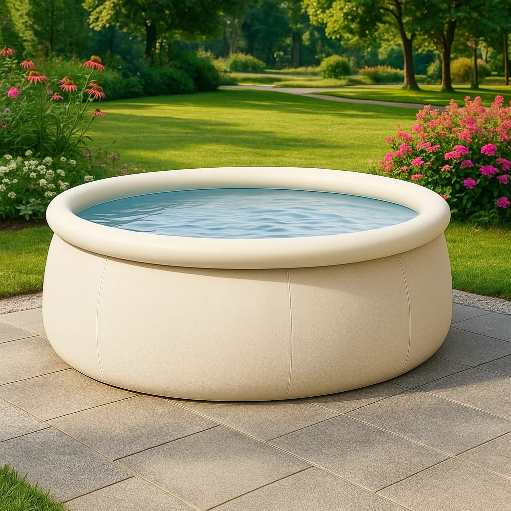 Piscine autoportée beige clair 300x300x76 cm avec échelle et filtre à cartouche LnbKIPIO72lG-Meuzen