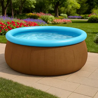 Piscine autoportée marron/bleu 305x305x76 cm avec échelle et filtre à cartouche qBgLwdZg81AY-Meuzen