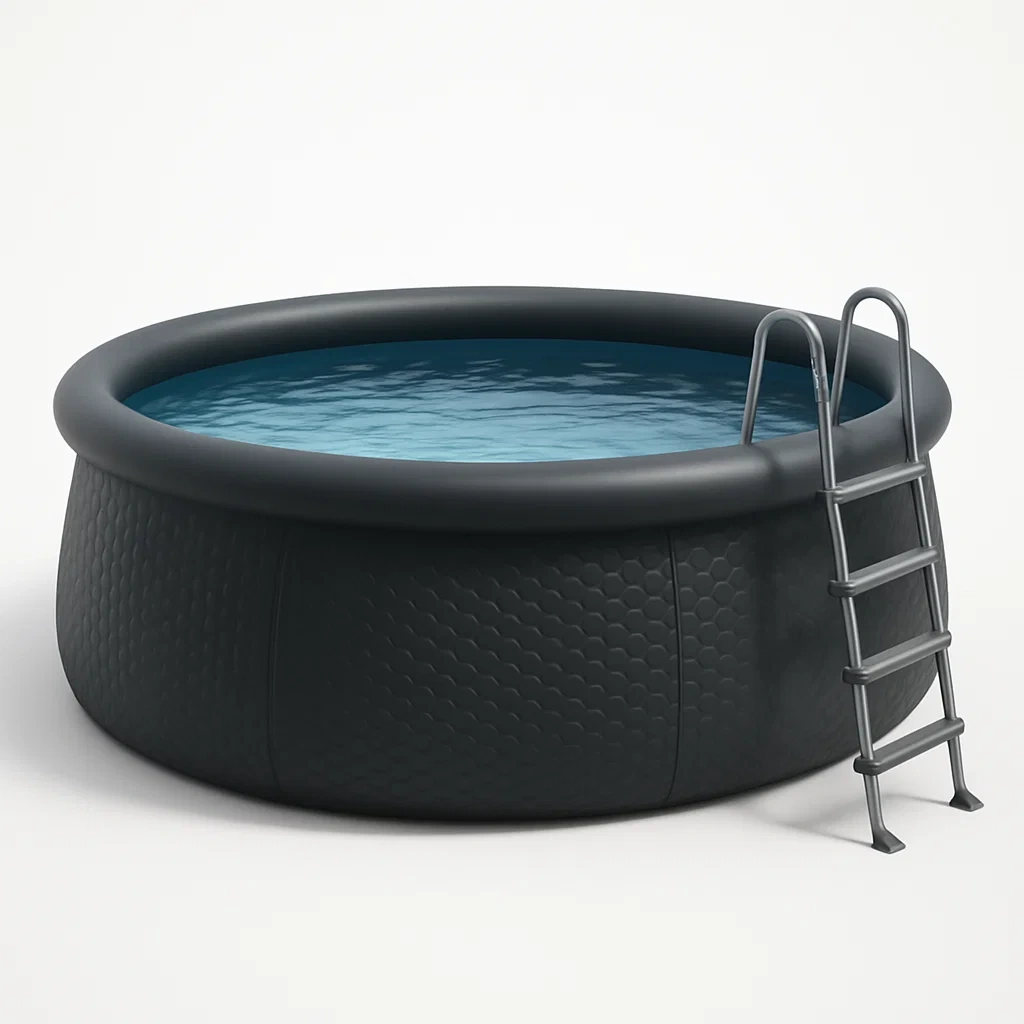 Piscine autoportée noire 320x320x80 cm avec échelle et filtre à sable toRklmHe18gH-Meuzen