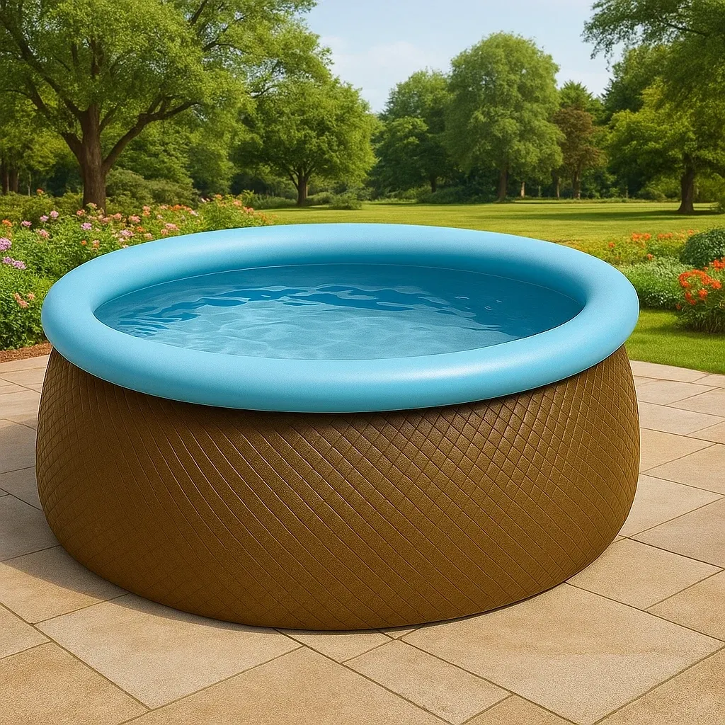 Piscine autoportée marron/bleu clair 300x300x76 cm avec échelle et filtre à cartouche taHccRMc84sX-Meuzen