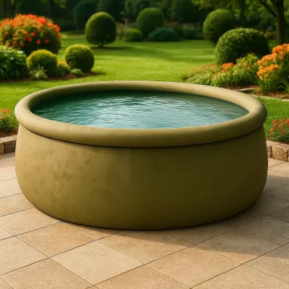 Piscine autoportée ronde avec échelle et filtre à cartouche vert olive foncé 305x305x76 cm mVAchWpy86zl-Meuzen