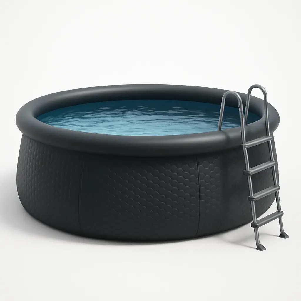 Piscine autoportée noire 320x320x80 cm avec échelle et filtre à sable toRklmHe18gH-Meuzen