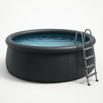 Piscine autoportée noire 320x320x80 cm avec échelle et filtre à sable toRklmHe18gH-Meuzen