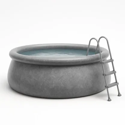Piscine autoportée gris 366x366x122 cm avec échelle avec filtre à cartouche eFZVZBBY19im-Meuzen