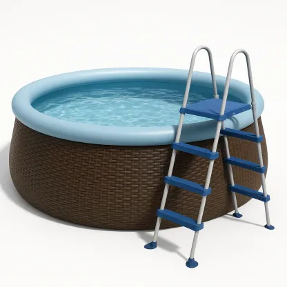 Piscine autoportée marron/bleu clair 366x366x76 cm avec échelle et filtre à cartouche WoDjnaQF21XI-Meuzen