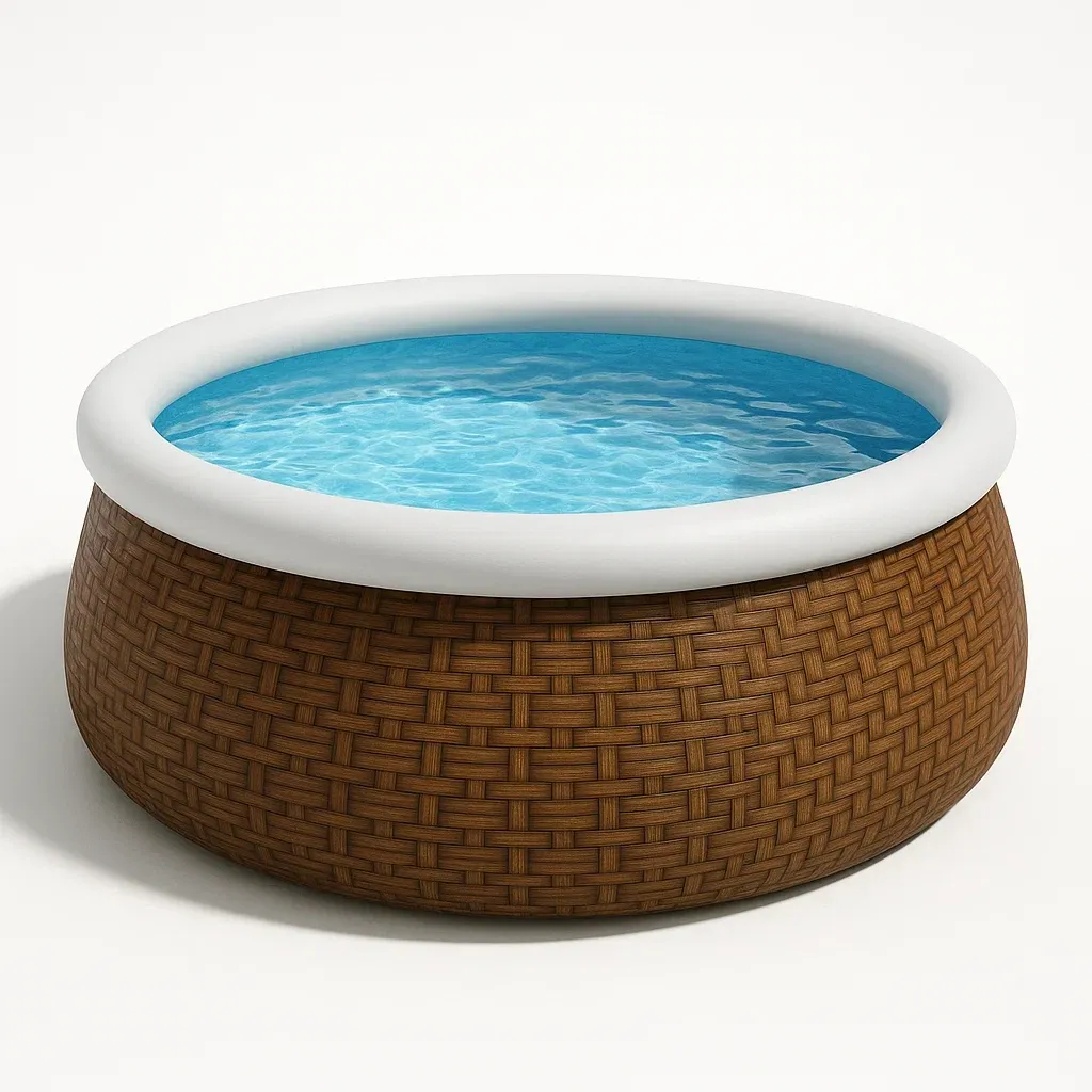 Piscine autoportée 472x472x104 cm, couleur tissée marron / blanc, avec échelle, avec filtre SGSBWPIP29qE-Meuzen