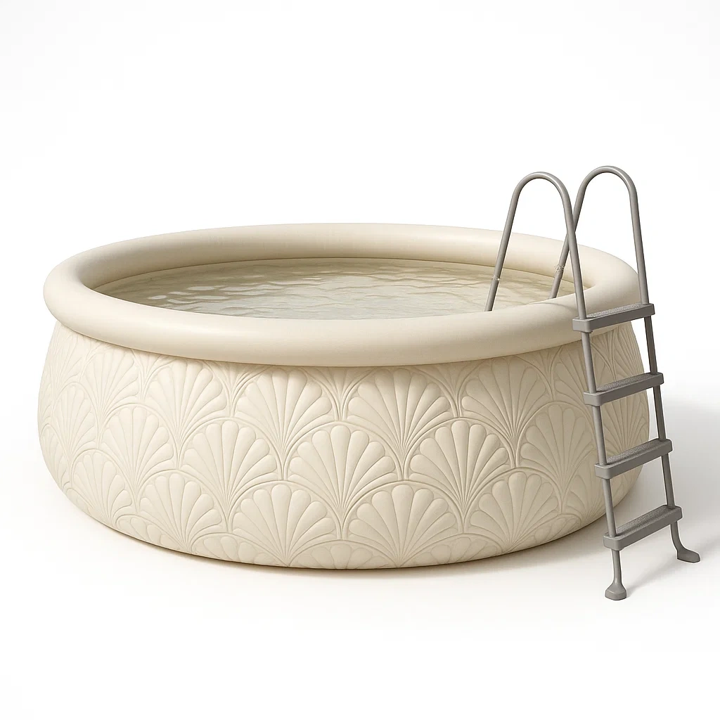 Piscine autoportée beige 300x300x76 cm avec échelle et filtre à cartouche kGvMeyZW30RN-Meuzen