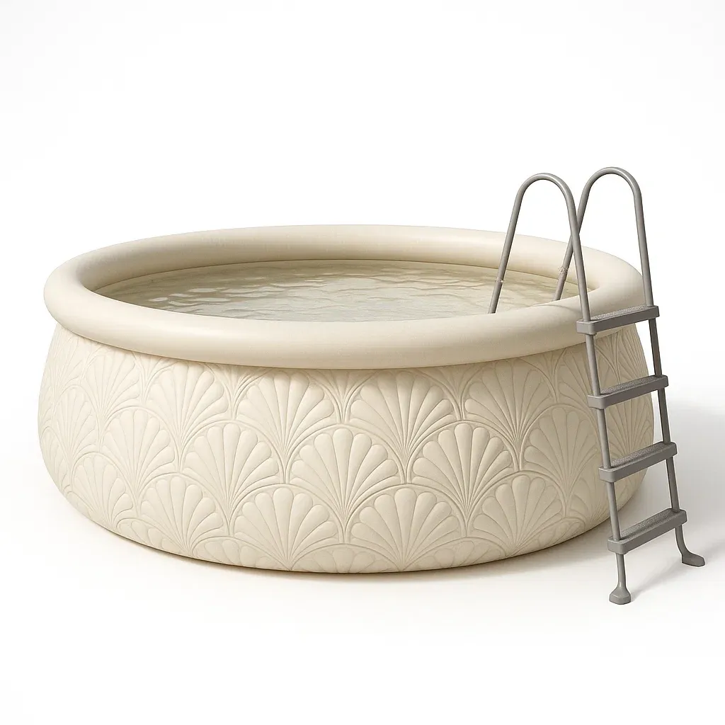 Piscine autoportée beige 300x300x76 cm avec échelle et filtre à cartouche kGvMeyZW30RN-Meuzen